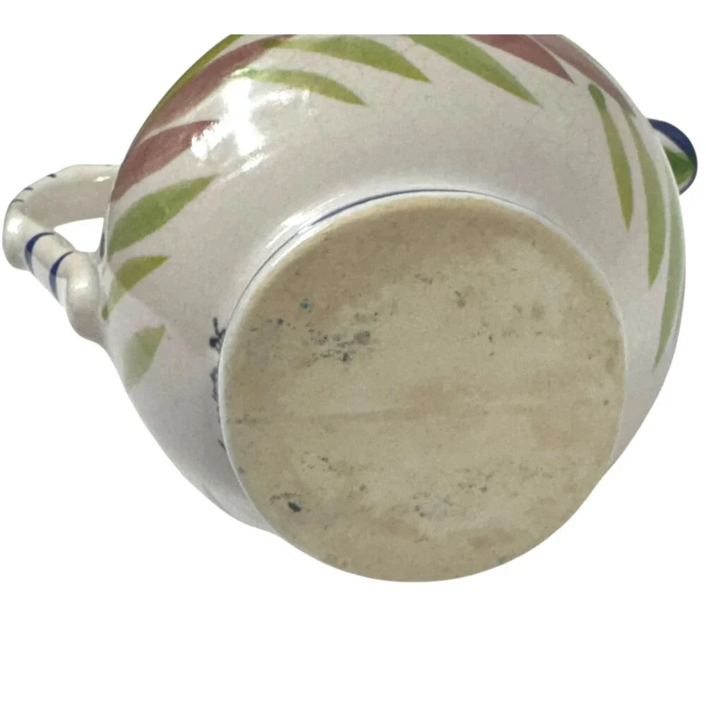 Stebner‎ Pottery 1995 Ceramic Creamer Pitcher Hand Painted Quimper Cottage VTG